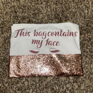 Rose gold glitter makeup bag